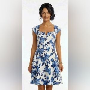NWT Midnight Doll Blue Floral Midi Dress Size 13 Juniors